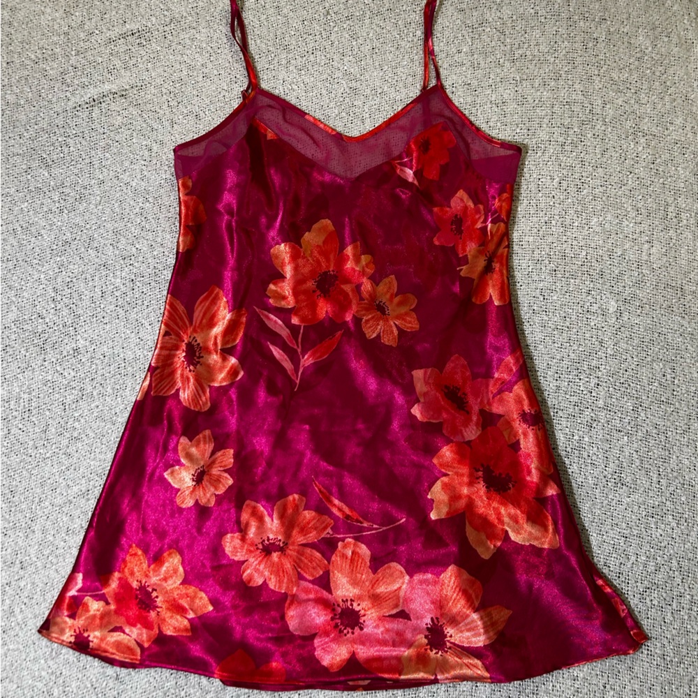 Jones New York Vibrant pink and orange floral slip dress Size S